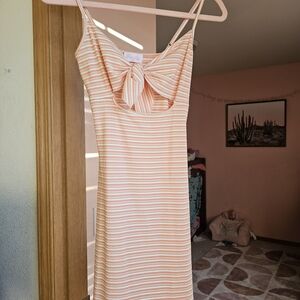Pink Lily Peach and White Striped Mini Dress